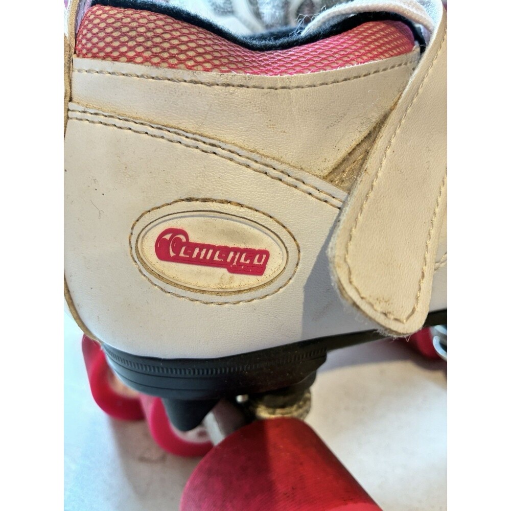 Chicago Bullet Roller Skates Womens 9 White Pink Quad Skates Lace Up Retro - Picture 7 of 9
